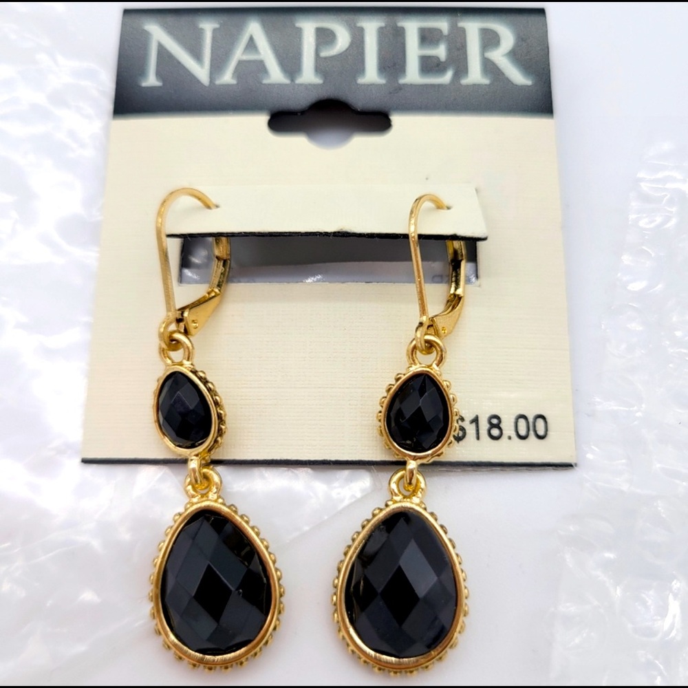 Napier- Black Stone Earrings